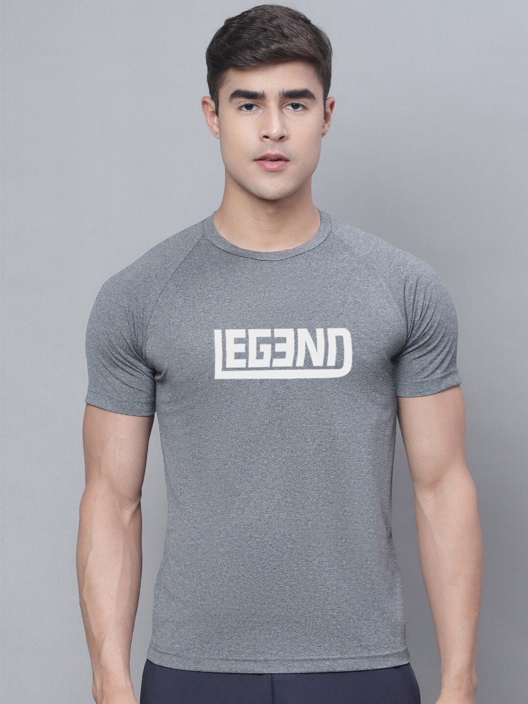 

Friskers Typography Printed Raglan Sleeves Sports T-Shirt, Grey