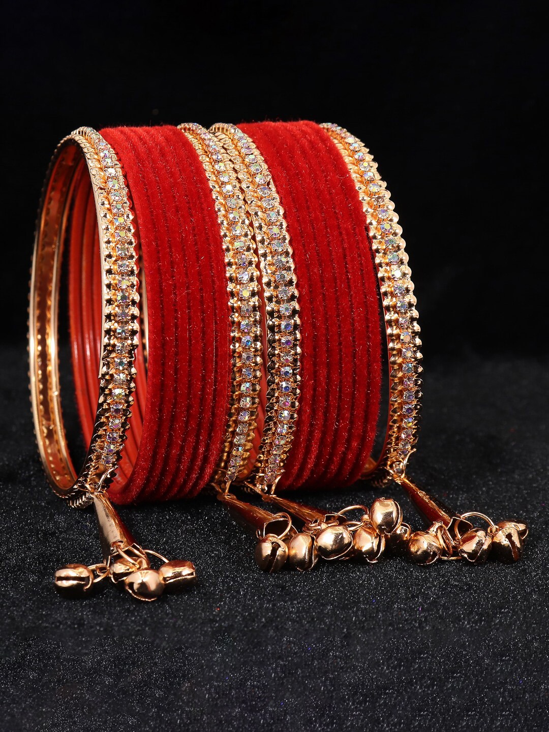 

NMII Set Of 16 Zircon Gemstone Studded Bangles, Rose gold
