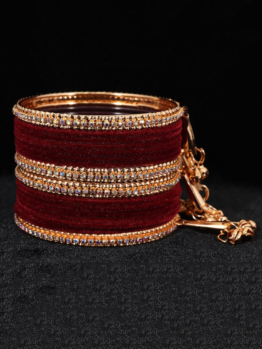 

NMII Set of 16 Rose Gold-Plated Velvet CZ-Studded Bangles