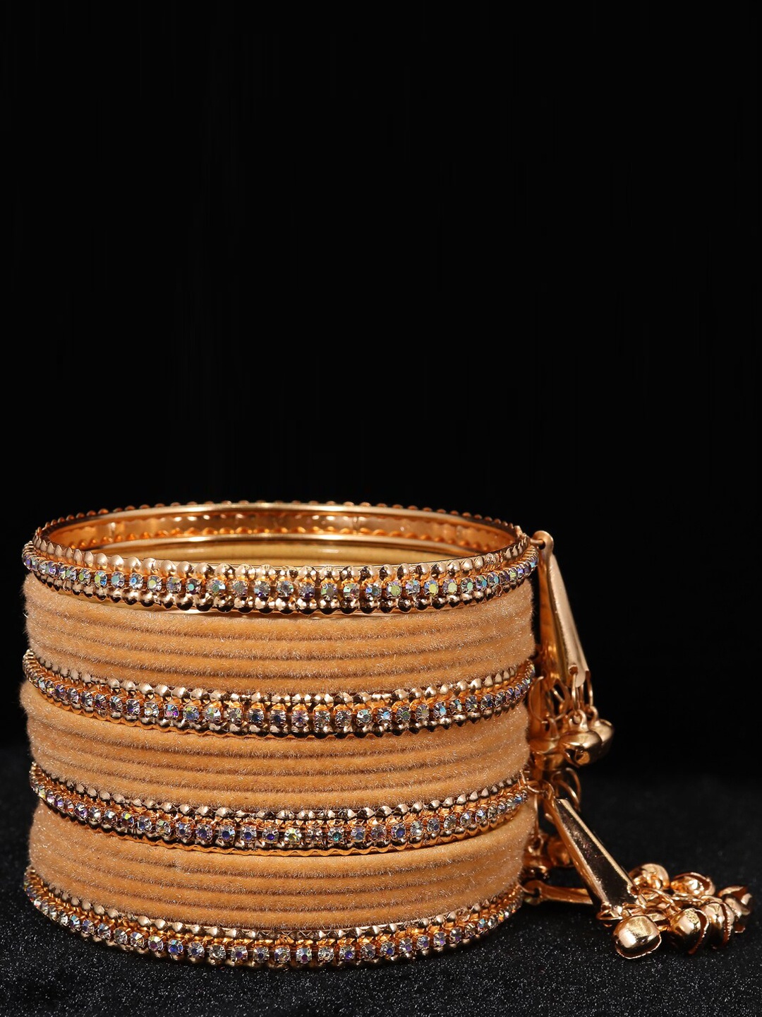 

NMII Set Of 16 Zircon Gemstone Studded Bangles, Rose gold