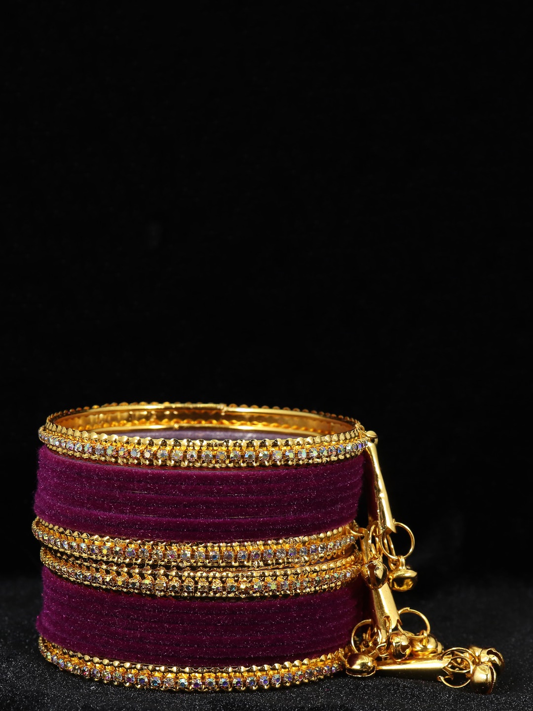 

NMII Set Of 16 Gold-Plated Zircon Gemstone Studded Bangles