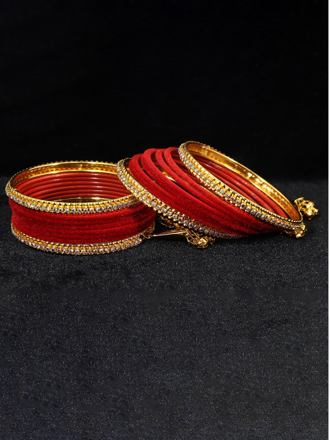 

NMII Set Of 16 Gold-Plated Zircon Gemstone Studded Bangles