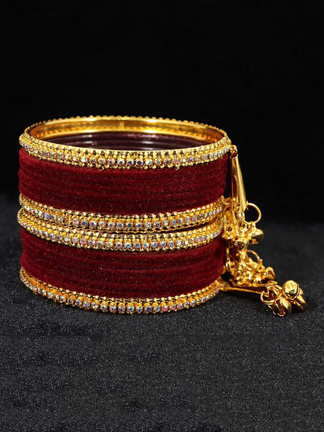 

NMII Set Of 16 Zircon Gemstone Studded Bangles, Gold