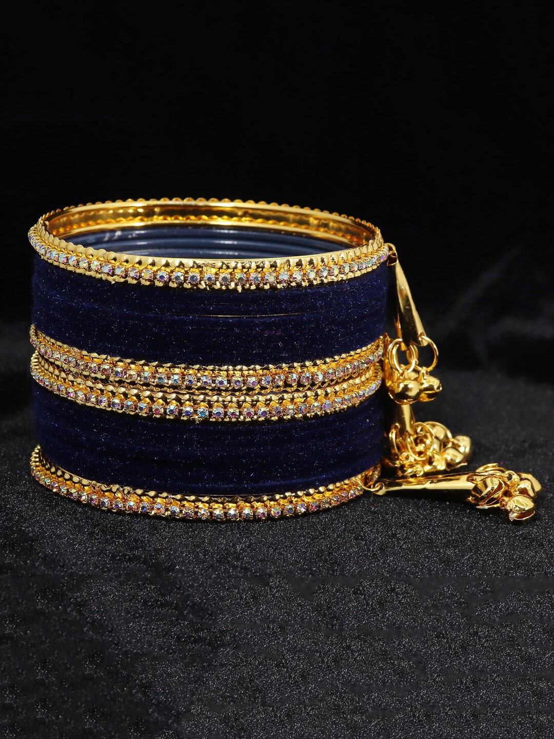 

NMII Set Of 16 Zircon Gemstone Studded Bangles, Gold