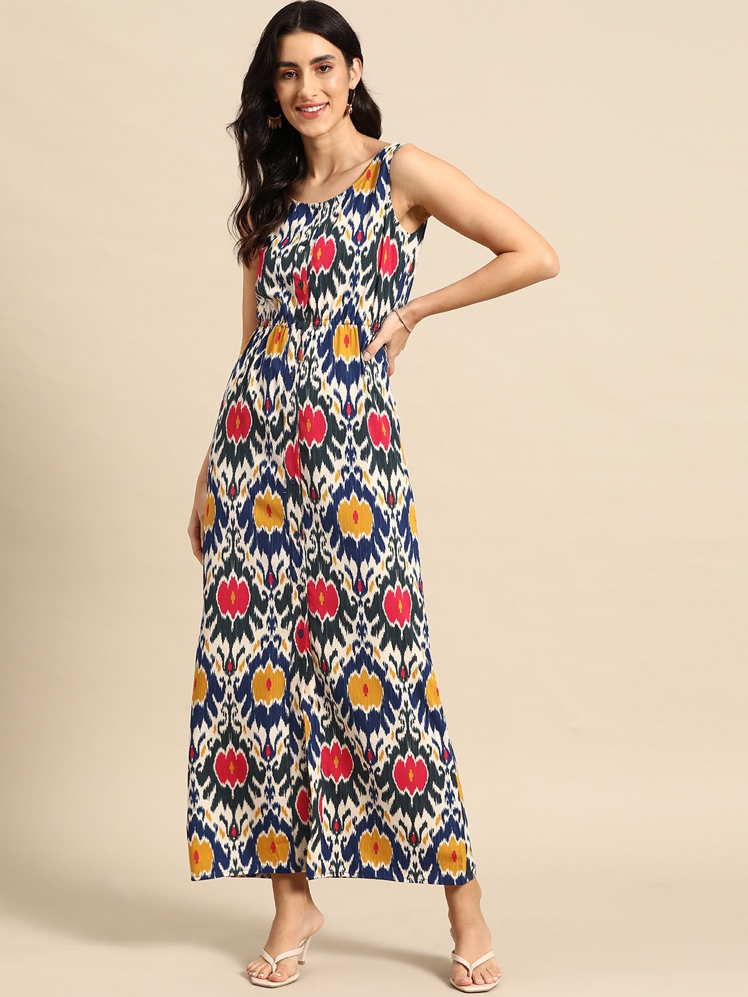 

MABISH by Sonal Jain Ethnic Motifs Printed Maxi A-Line Waisted Dress, Multi