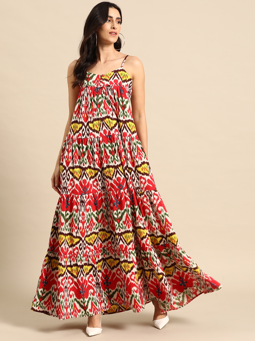 

MABISH by Sonal Jain Ethnic Motifs Printed Tiered Maxi Dress, Multi