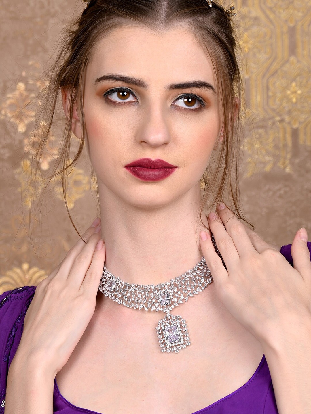 

ODETTE Silver-Plated Choker Necklace & Earrings Set