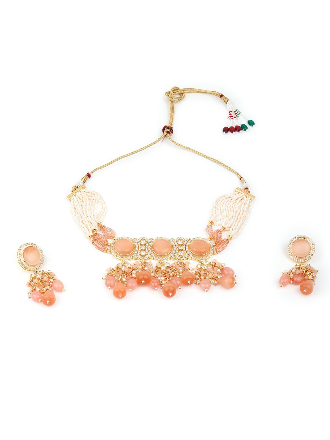 

ODETTE Gold-Plated Stones Studded Choker Set
