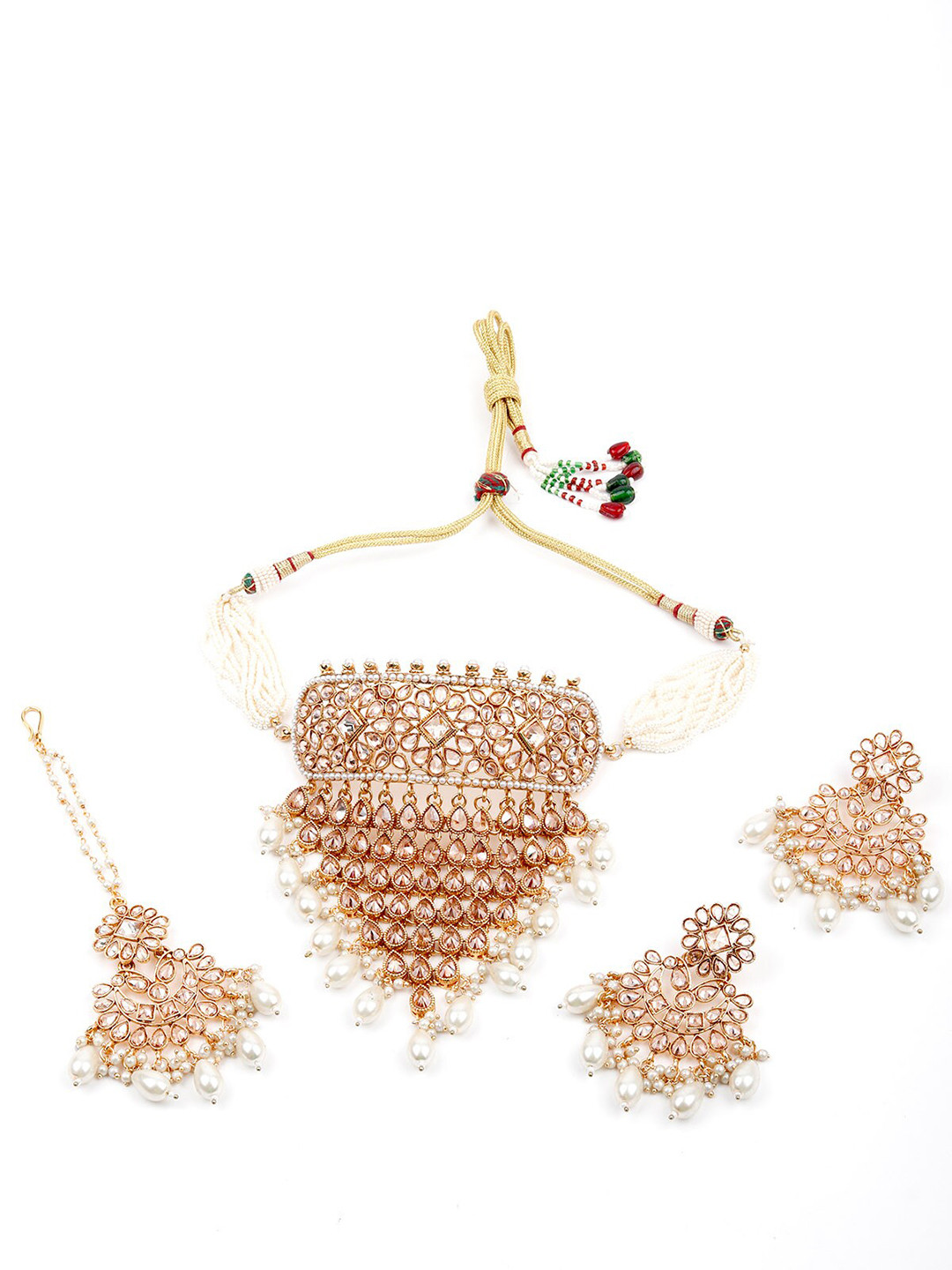 

ODETTE Gold-Plated Artificial Stones Studded Jewellery Set