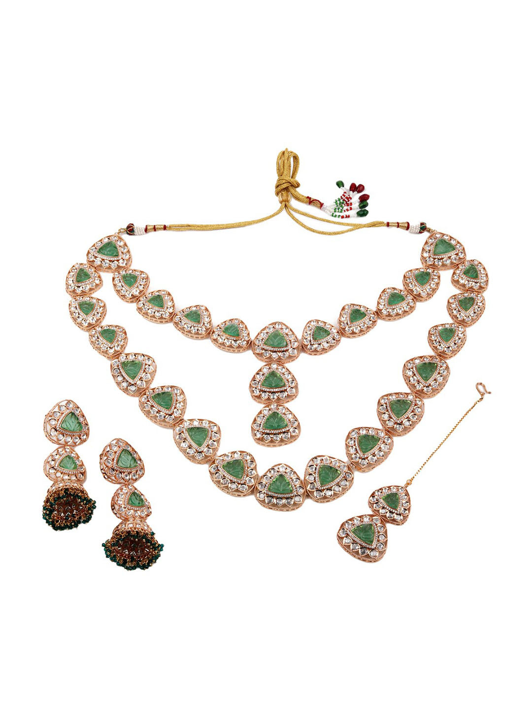 

ODETTE Gold Plated Stone Studded Beaded Choker Jewellery Set