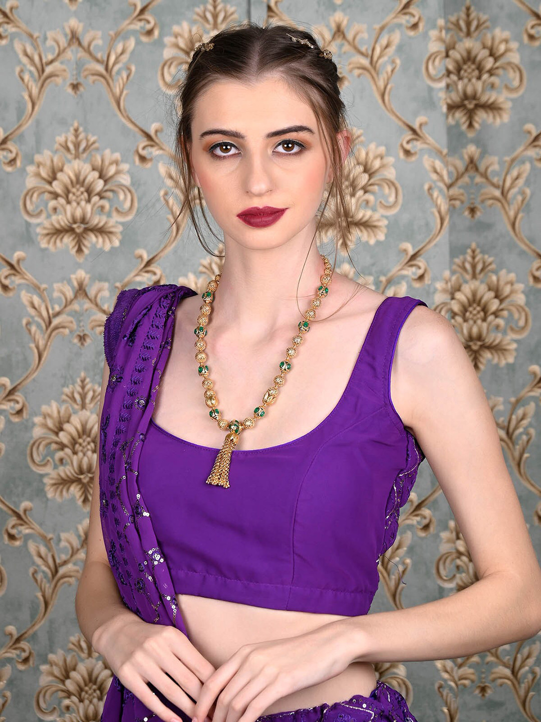 

ODETTE Gold-Plated Stone-Studded Jewellery Set