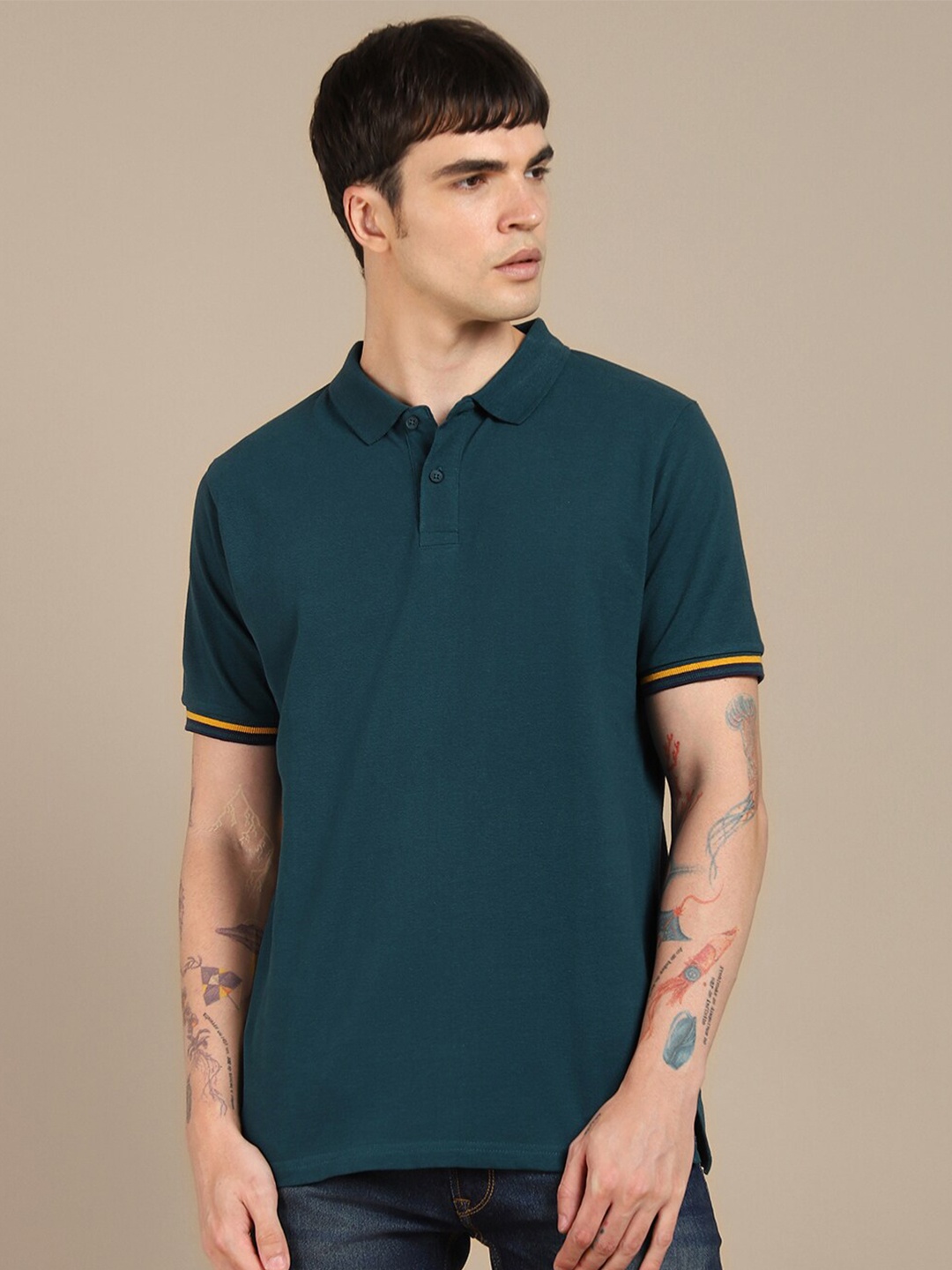 

Dennis Lingo Regular Fit Polo Collar Pure Cotton T-shirt, Teal