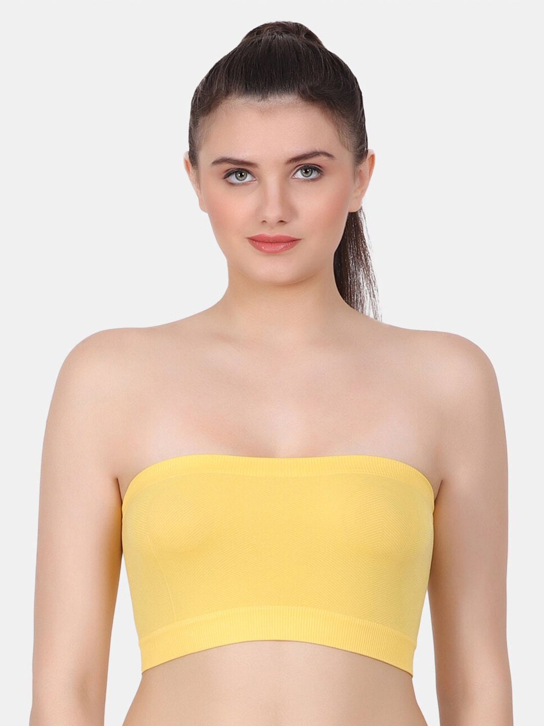 

Amour Secret Non-Padded Strapless Everyday Tube Bra All Day Comfort, Yellow