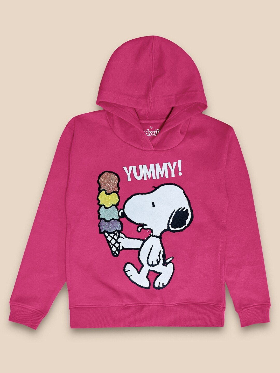 

Kids Ville Girls Peanuts Printed Hoodie, Pink