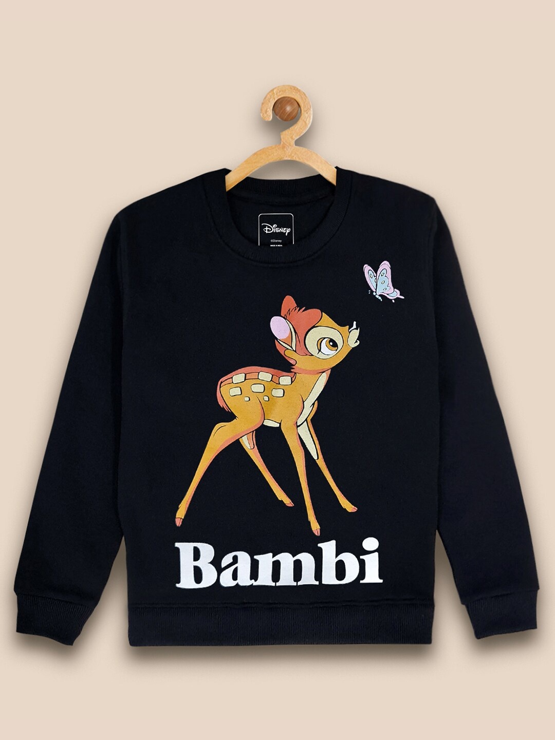 

Kids Ville Girls Bambi Graphic Printed Cotton Sweatshirt, Black