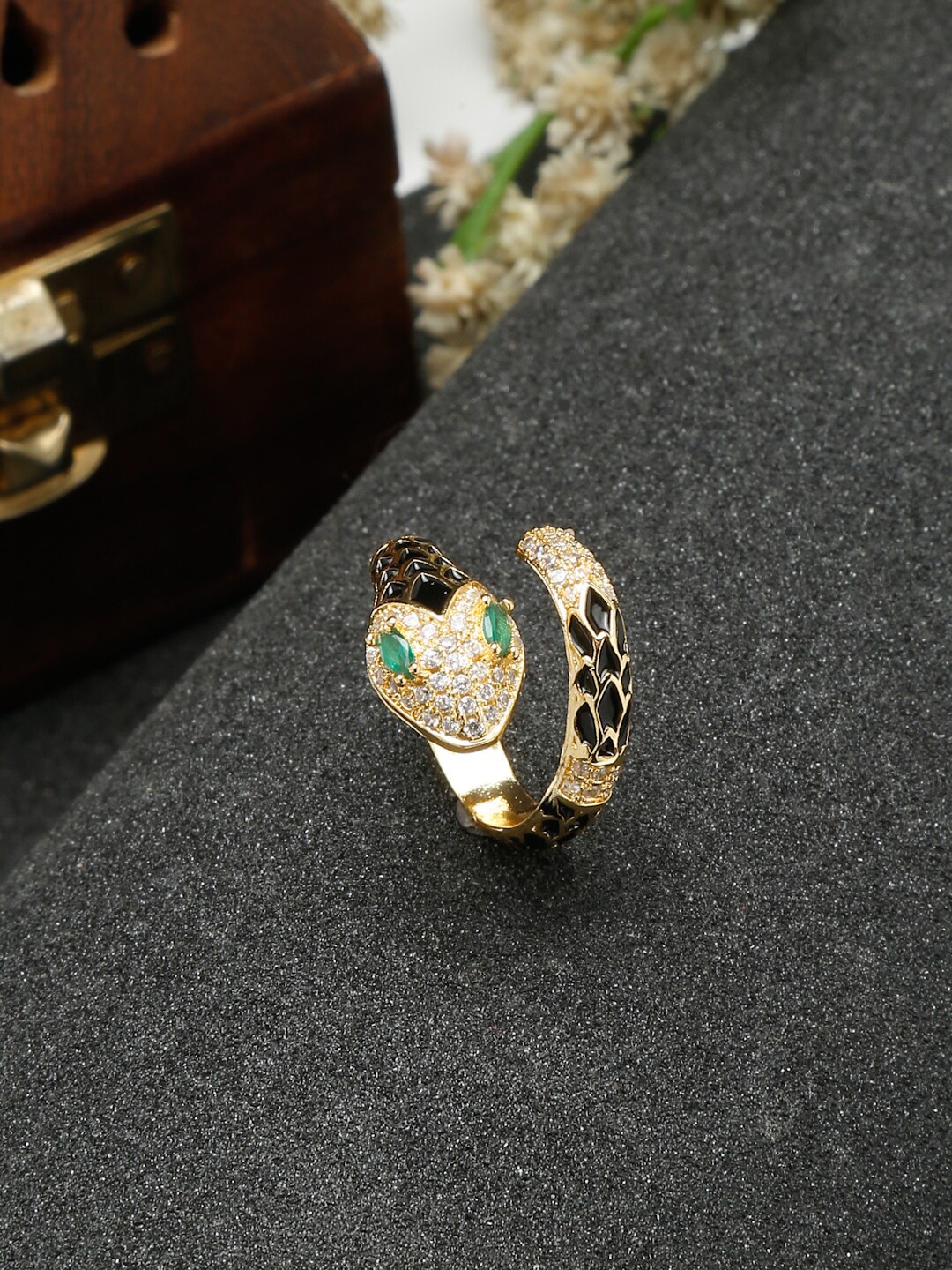 

DressBerry Gold-Plated AD-Studded Adjustable Finger Ring
