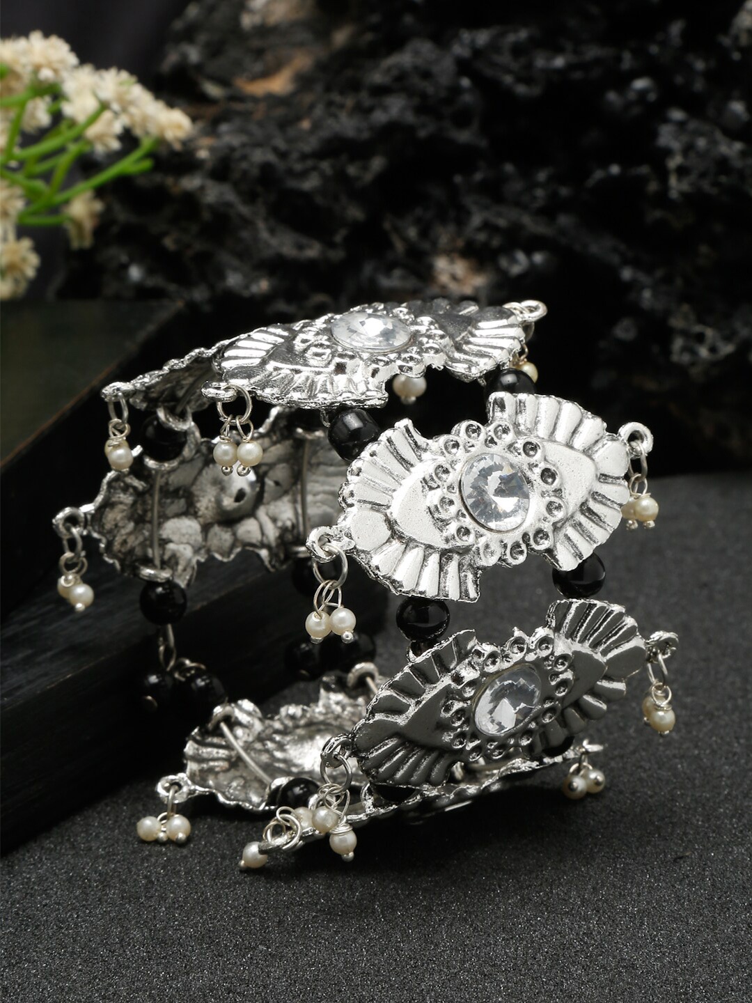

Sangria Silver-Plated Textured Cuff Bracelet