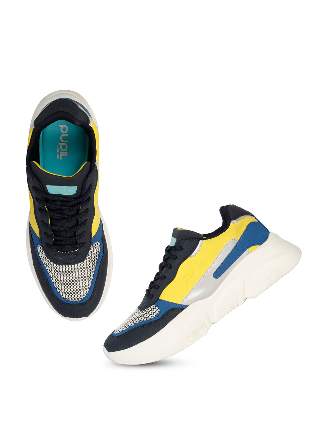 

Pupil London Men Colourblocked Memory Foam Mesh Running Shoes, Blue
