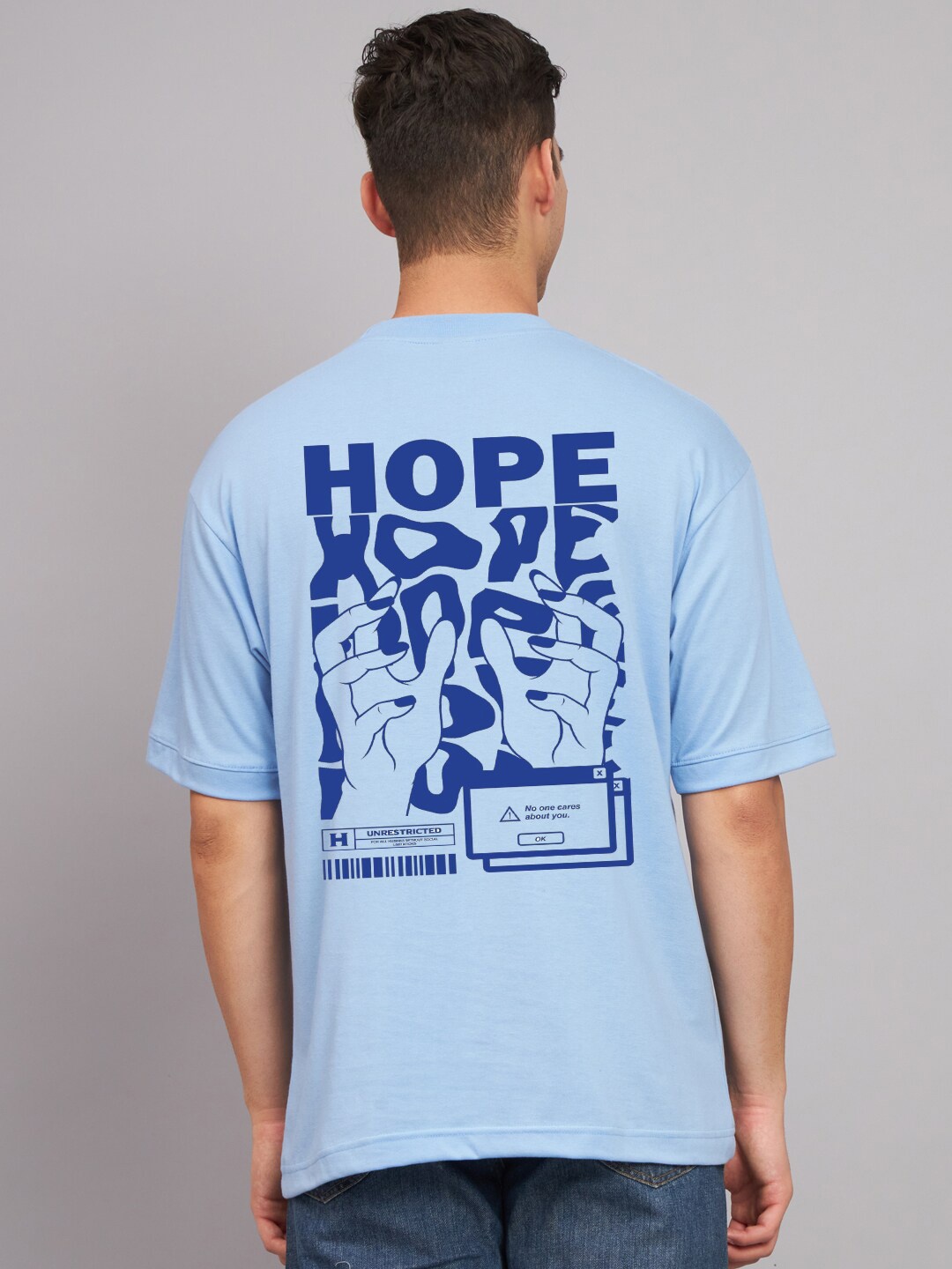 

Imsa Moda Typography Printed Cotton Oversized T-shirt, Blue
