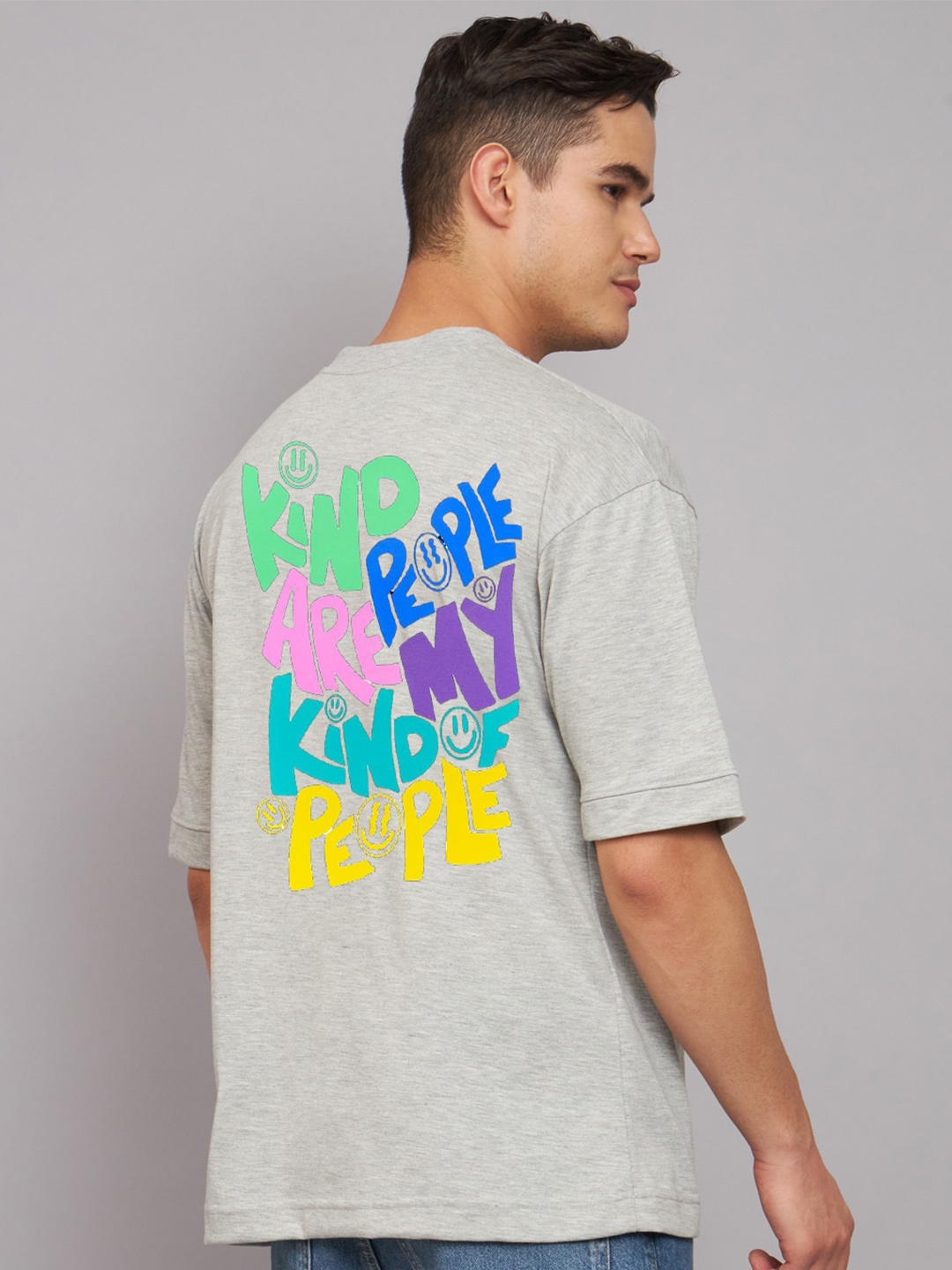 

Imsa Moda Typography Printed Cotton Oversized T-shirt, Grey