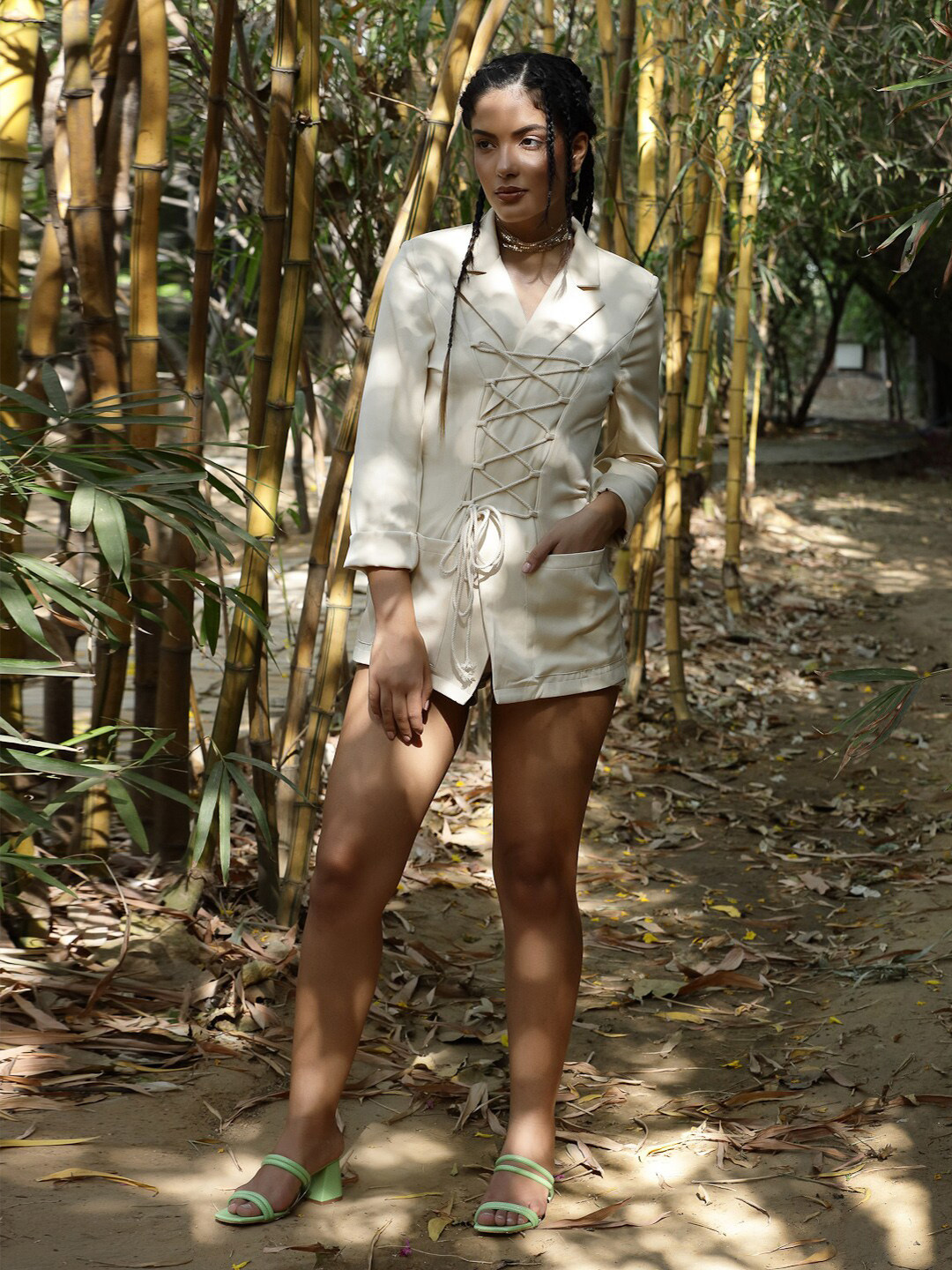 

PRIZO Notched Lapel Regular Fit Single Breasted Blazer, Beige