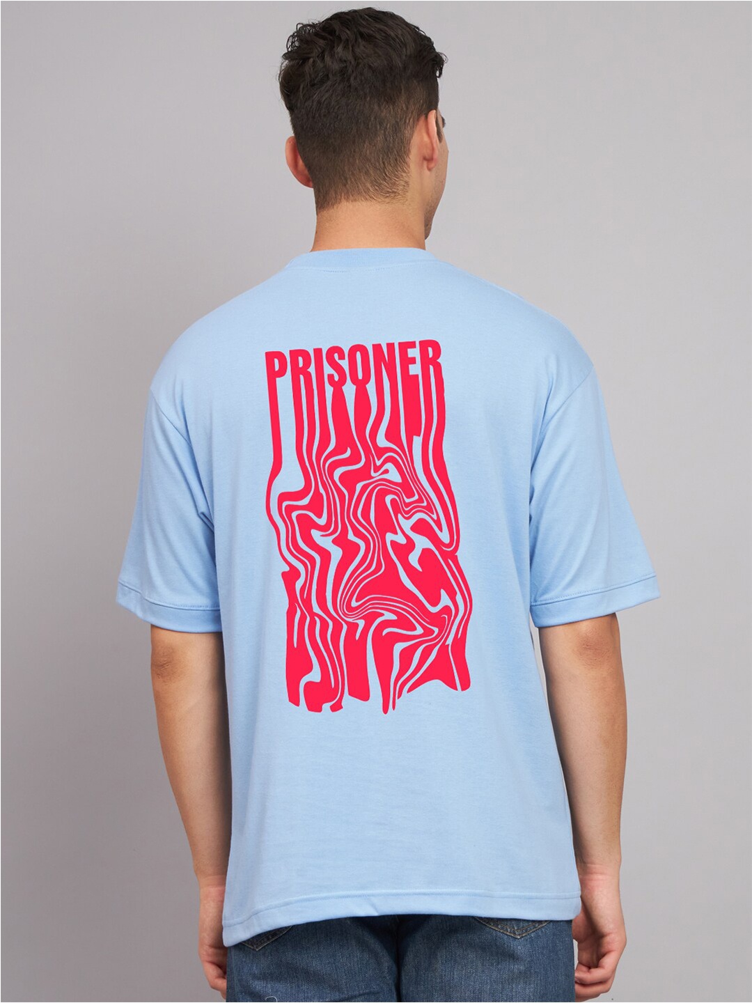 

Imsa Moda Typography Printed Cotton Oversized T-shirt, Blue