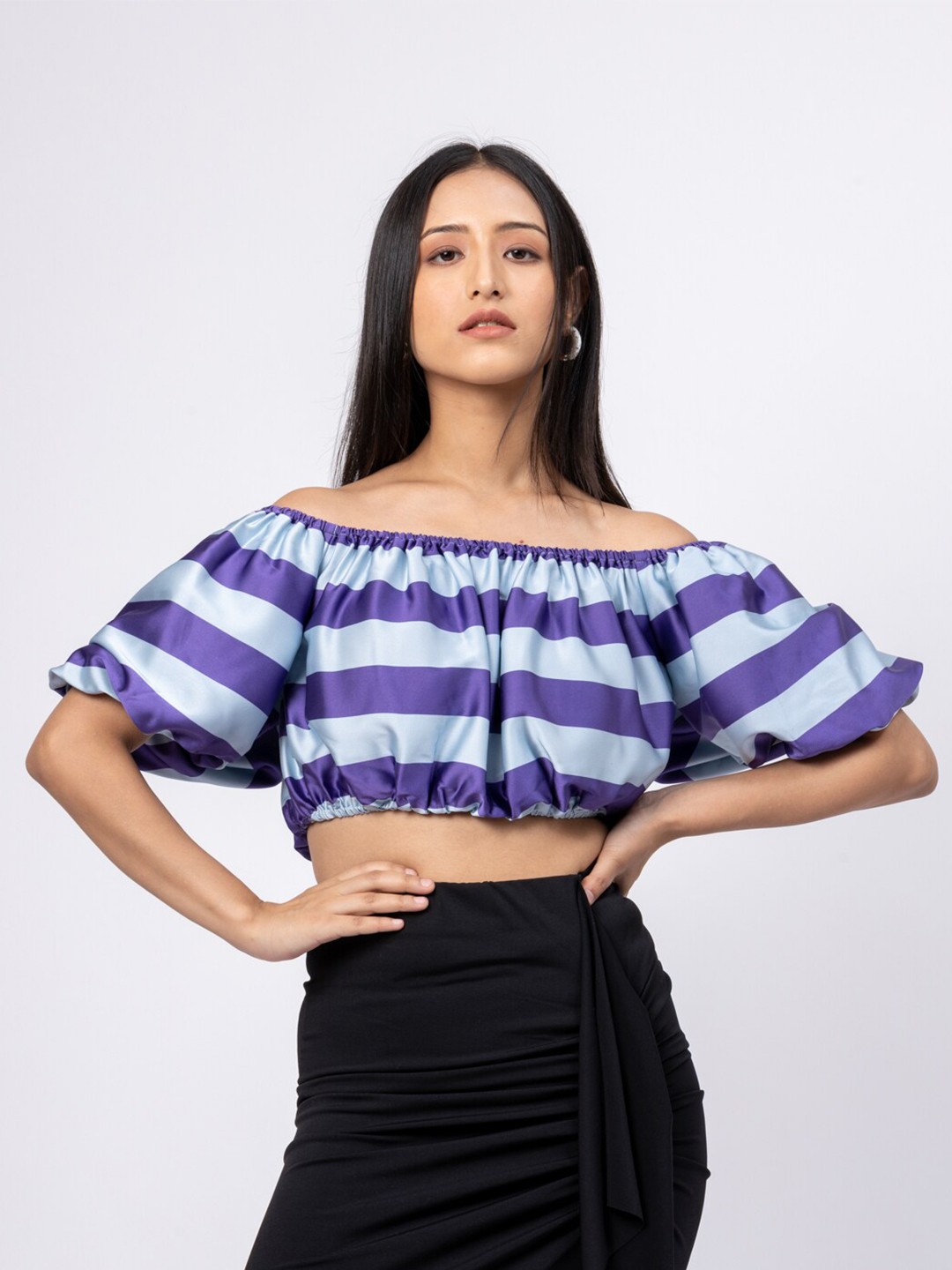 

H&M Bold Stripe Cropped Top, Navy blue