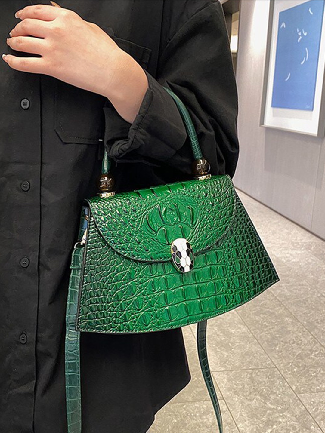 

Diana Korr Textured PU Structured Sling Bag, Green