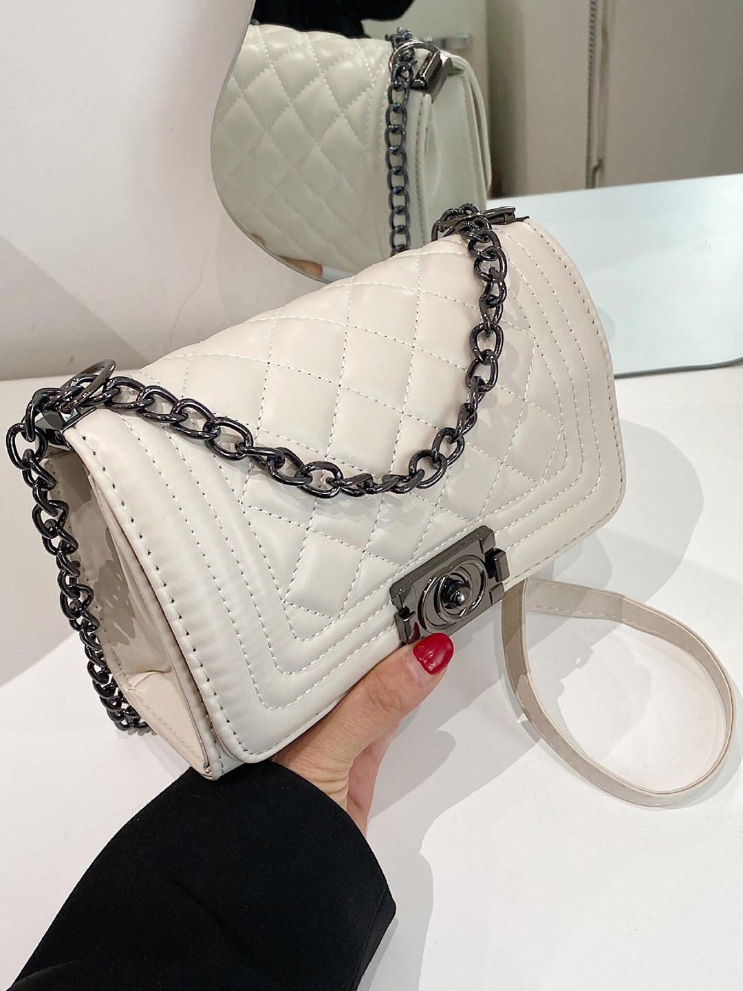 

Diana Korr PU Structured Sling Bag With Quilted, White