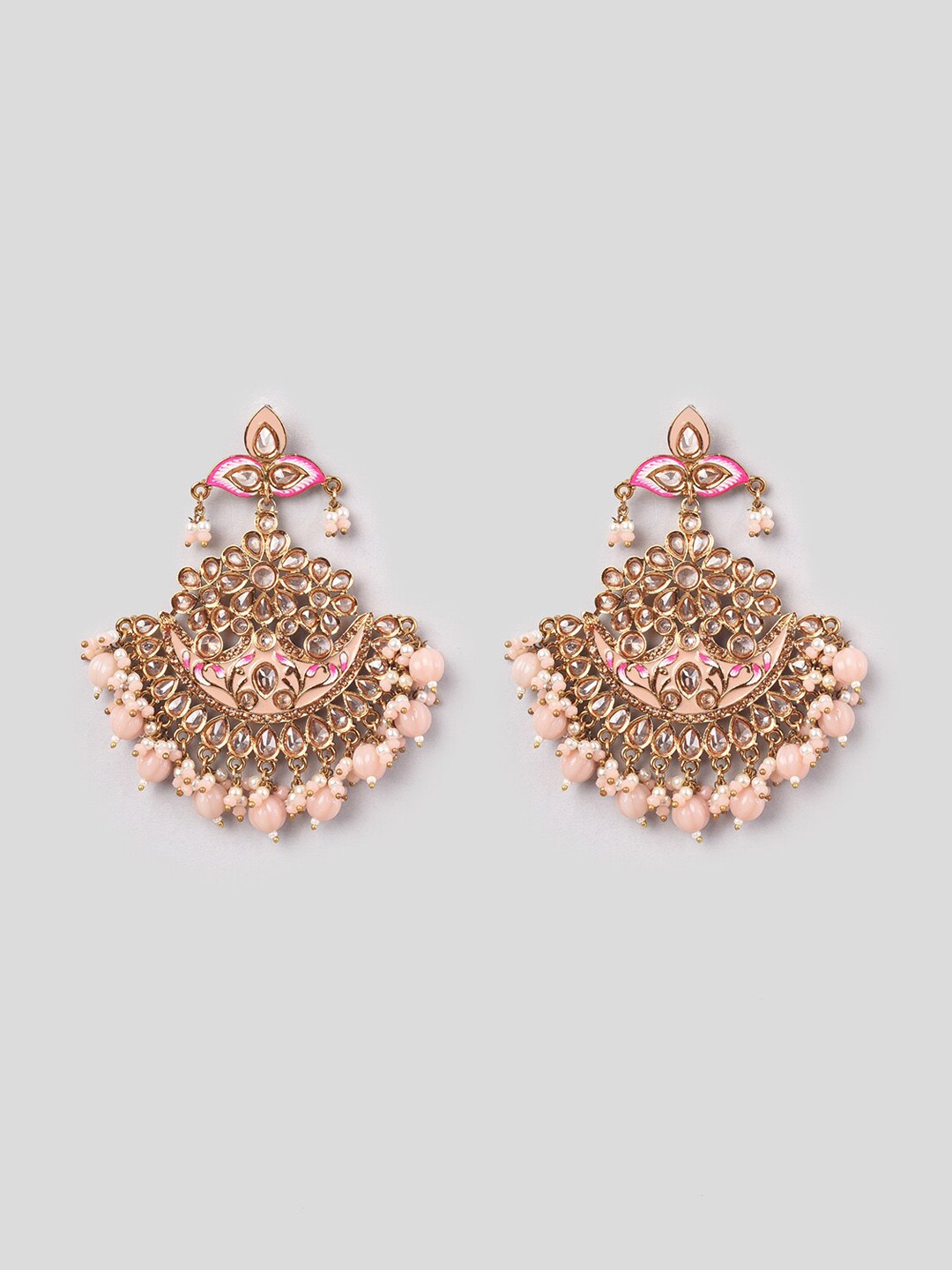 

phuljhadi Gold-Plated Studded Contemporary Chandbalis