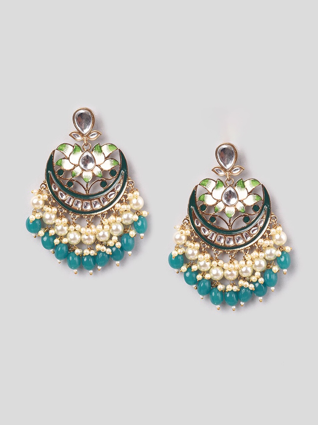 

phuljhadi Gold-Plated Studded Contemporary Chandbalis
