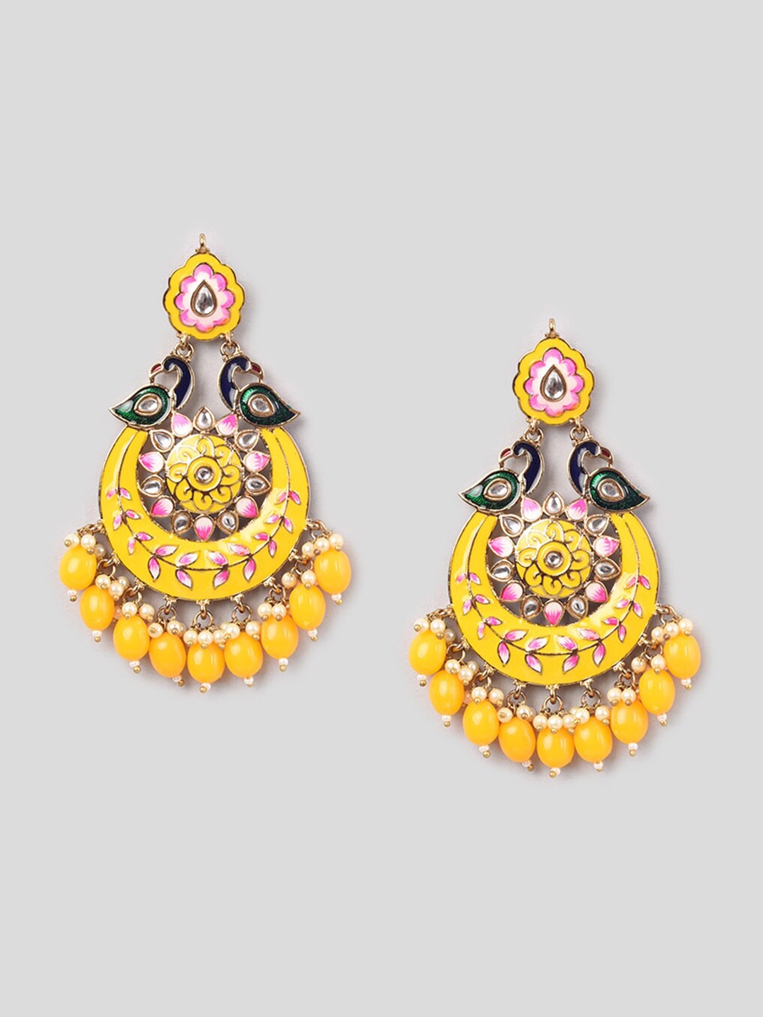 

phuljhadi Gold-Plated Studded Contemporary Chandbalis