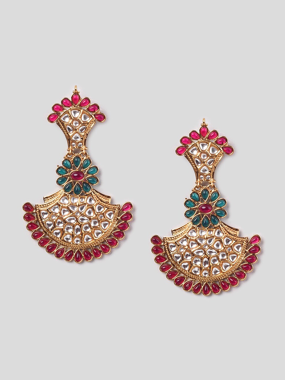 

phuljhadi Gold-Plated Crescent Shaped Drop Earrings