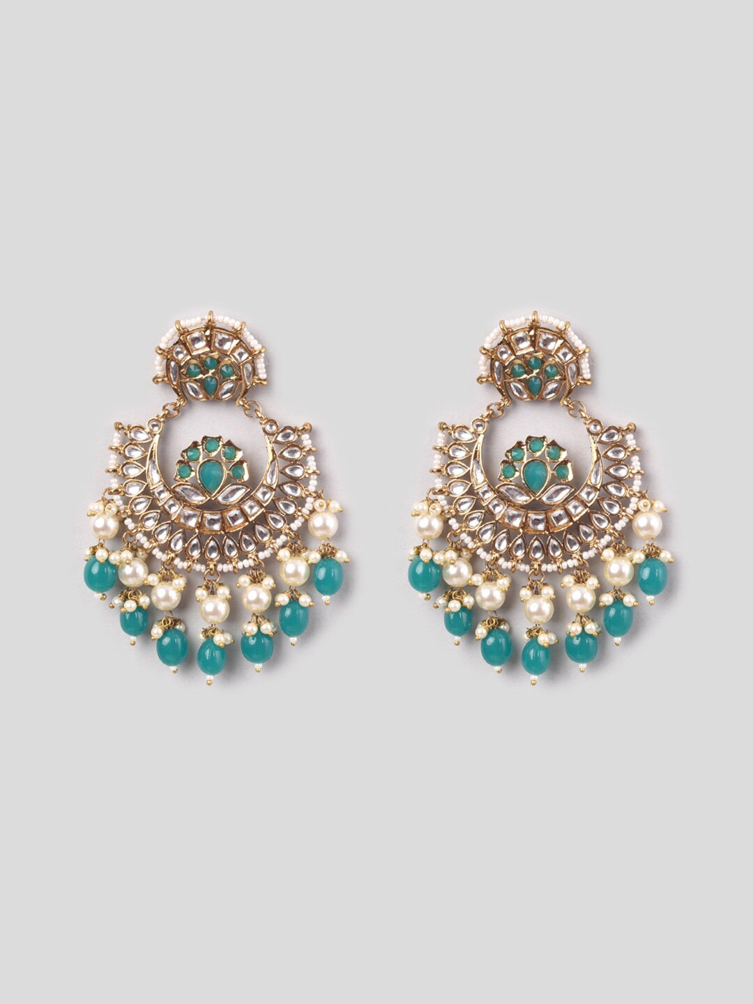 

phuljhadi Gold-Plated Studded Contemporary Chandbalis