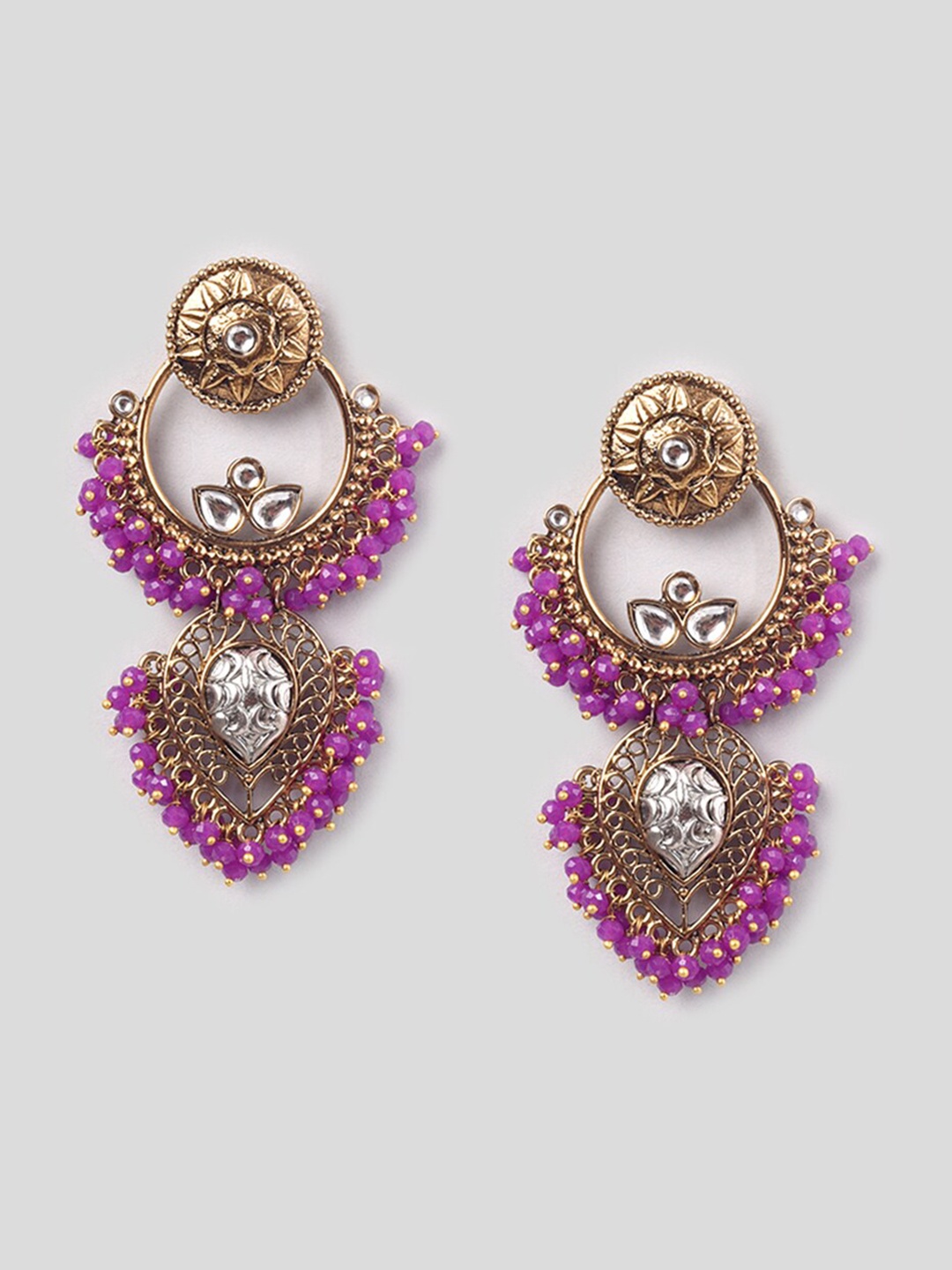 

phuljhadi Gold-Plated Studded Contemporary Chandbali