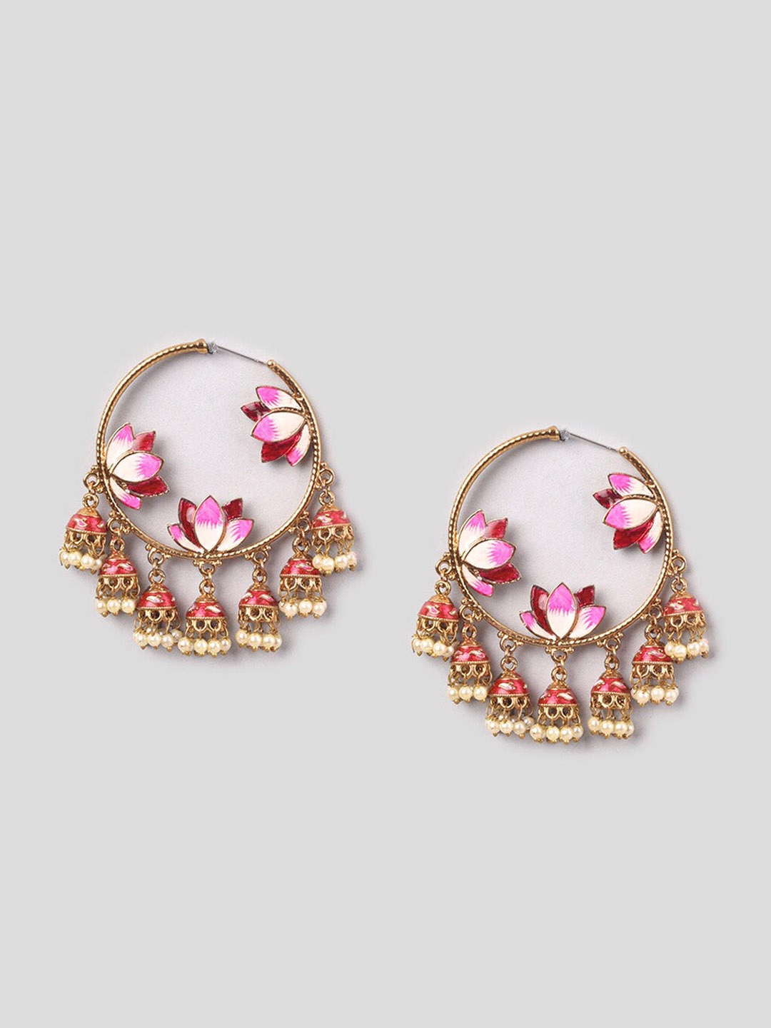 

phuljhadi Gold-Plated Studded Contemporary Hoop Earrings