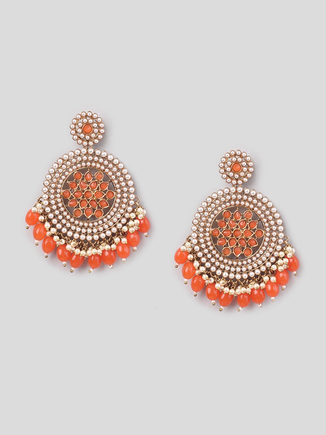 

phuljhadi Gold-Plated Studded Contemporary Drop Earrings