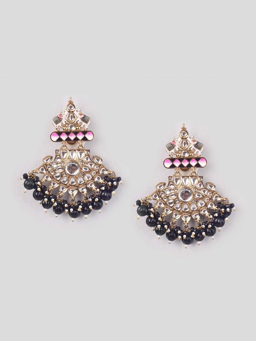 

phuljhadi Gold-Plated Studded Contemporary Drop Earrings