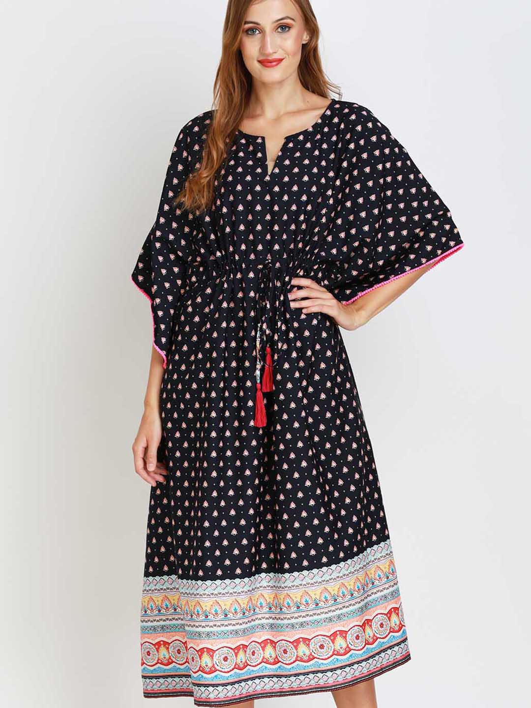 

angloindu Green Ethnic Motifs Print Maternity Kaftan Dress