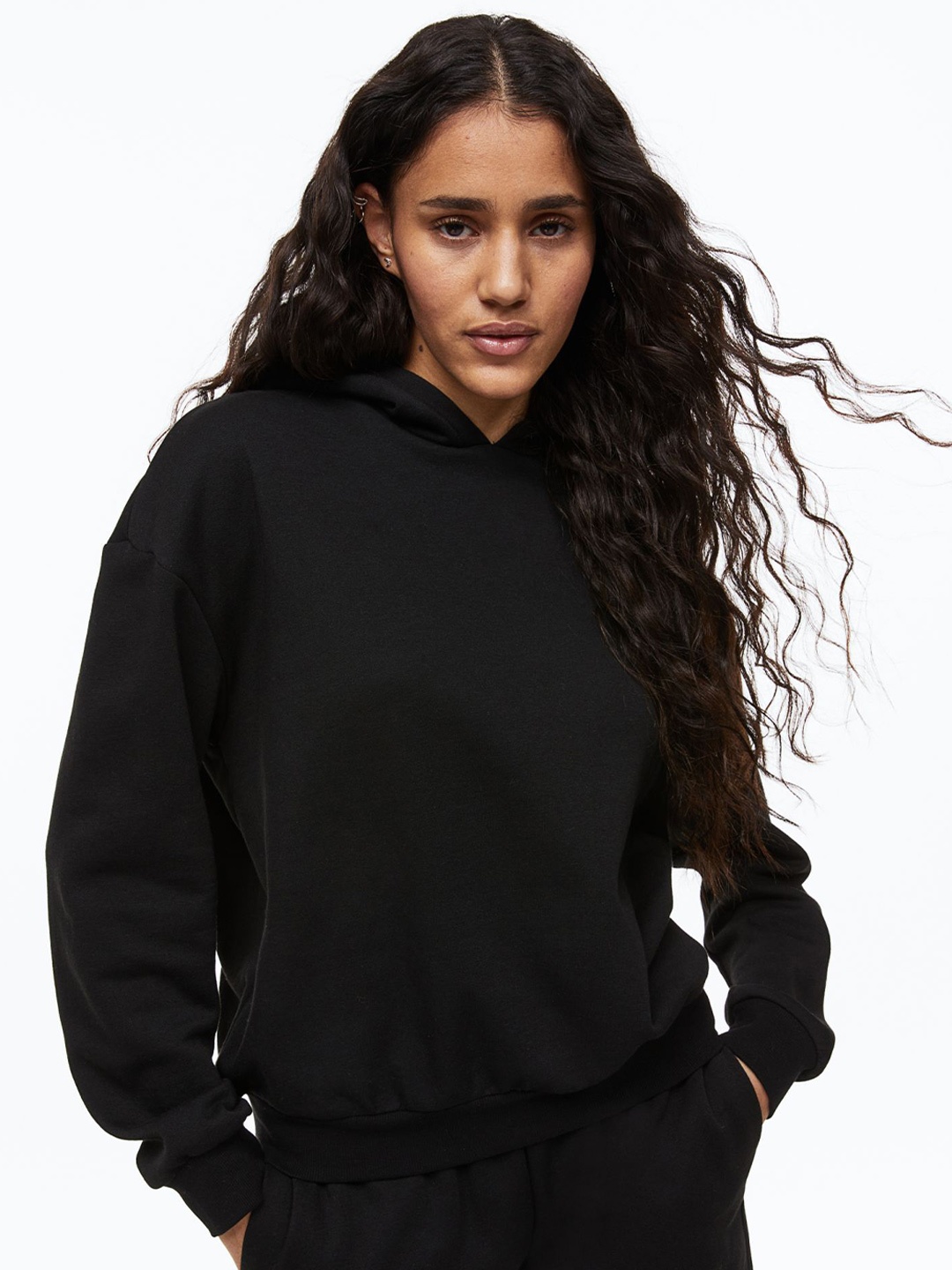 

COLOR CAPITAL Hooded Pure Cotton Pullover Sweatshirt, Black
