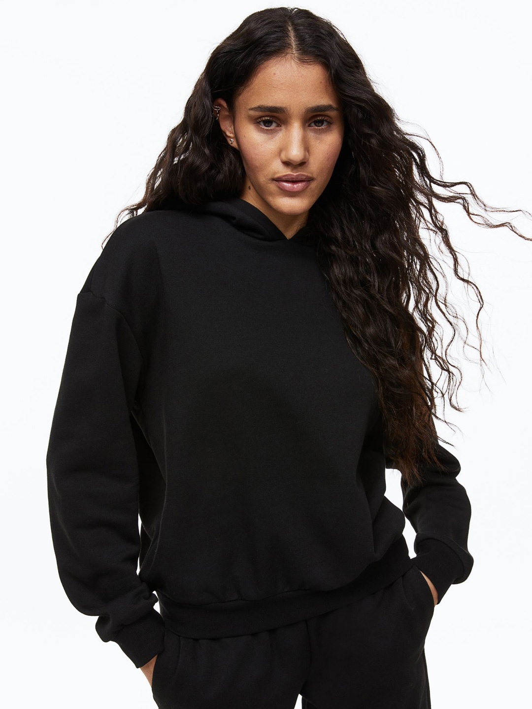 

COLOR CAPITAL Hooded Pure Cotton Sweatshirt, Black