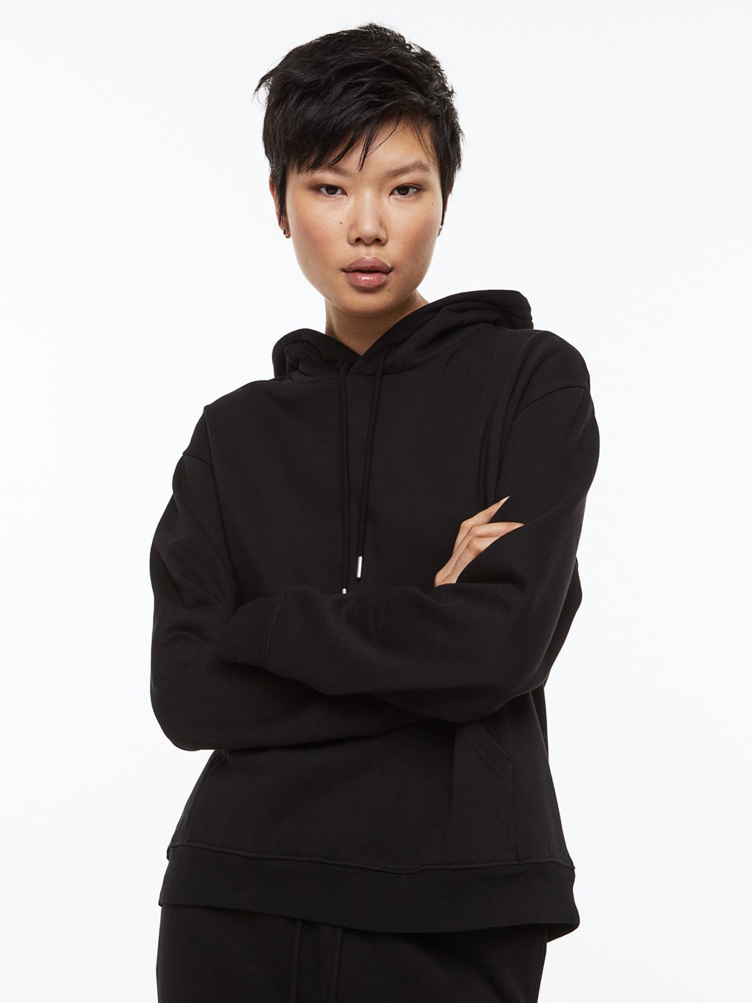 

COLOR CAPITAL Hooded Pure Cotton Oversized Pullover, Black