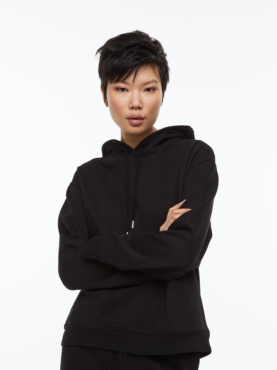 

COLOR CAPITAL Hooded Pure Cotton Oversized Pullover, Black