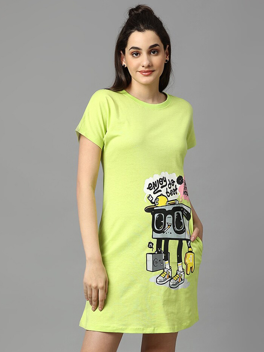 

Manaca Graphic Printed Cotton T-Shirt Dress, Green