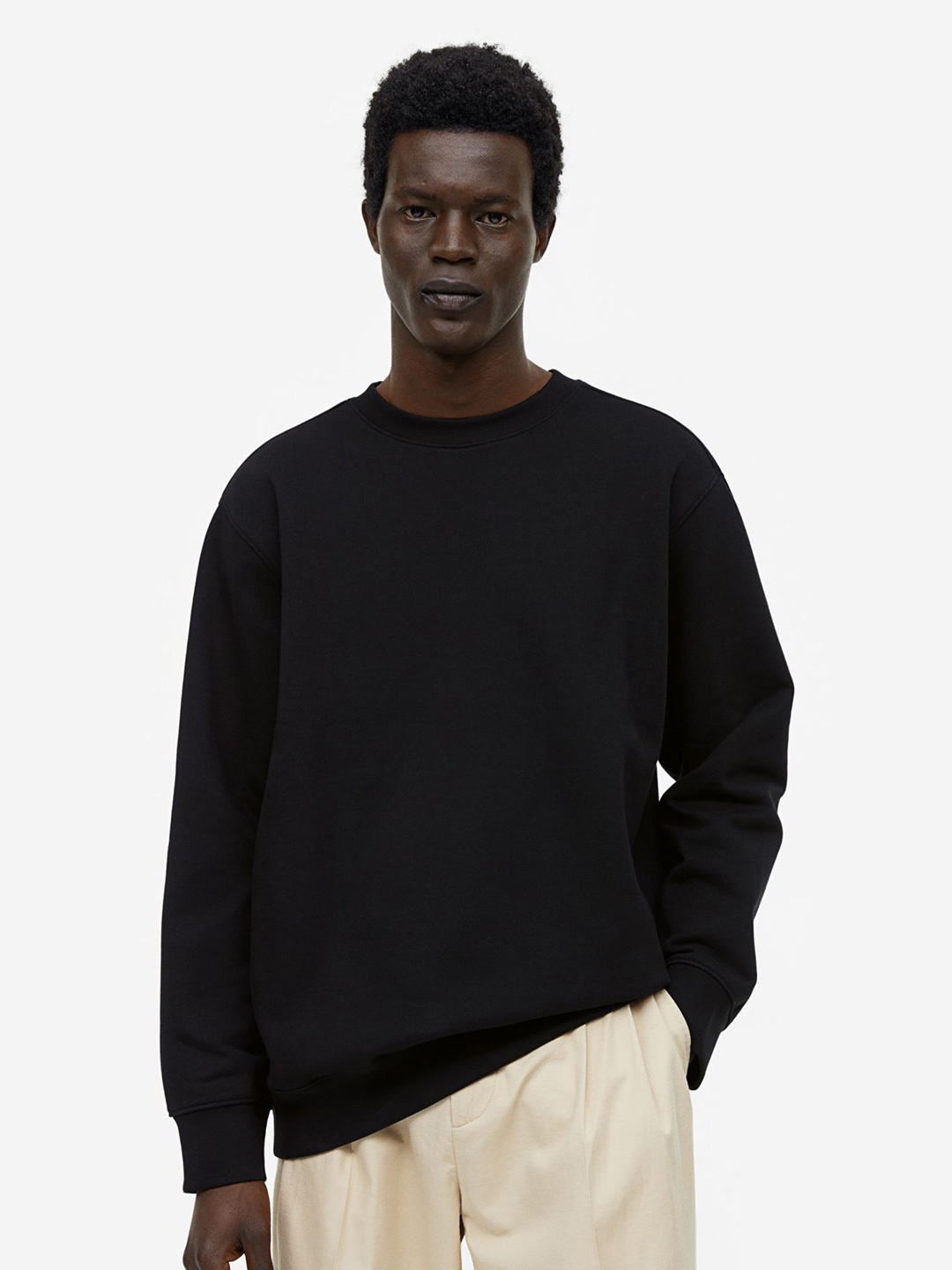 

COLOR CAPITAL Drop Shoulder Sleeves Oversized Sweatshirt, Black