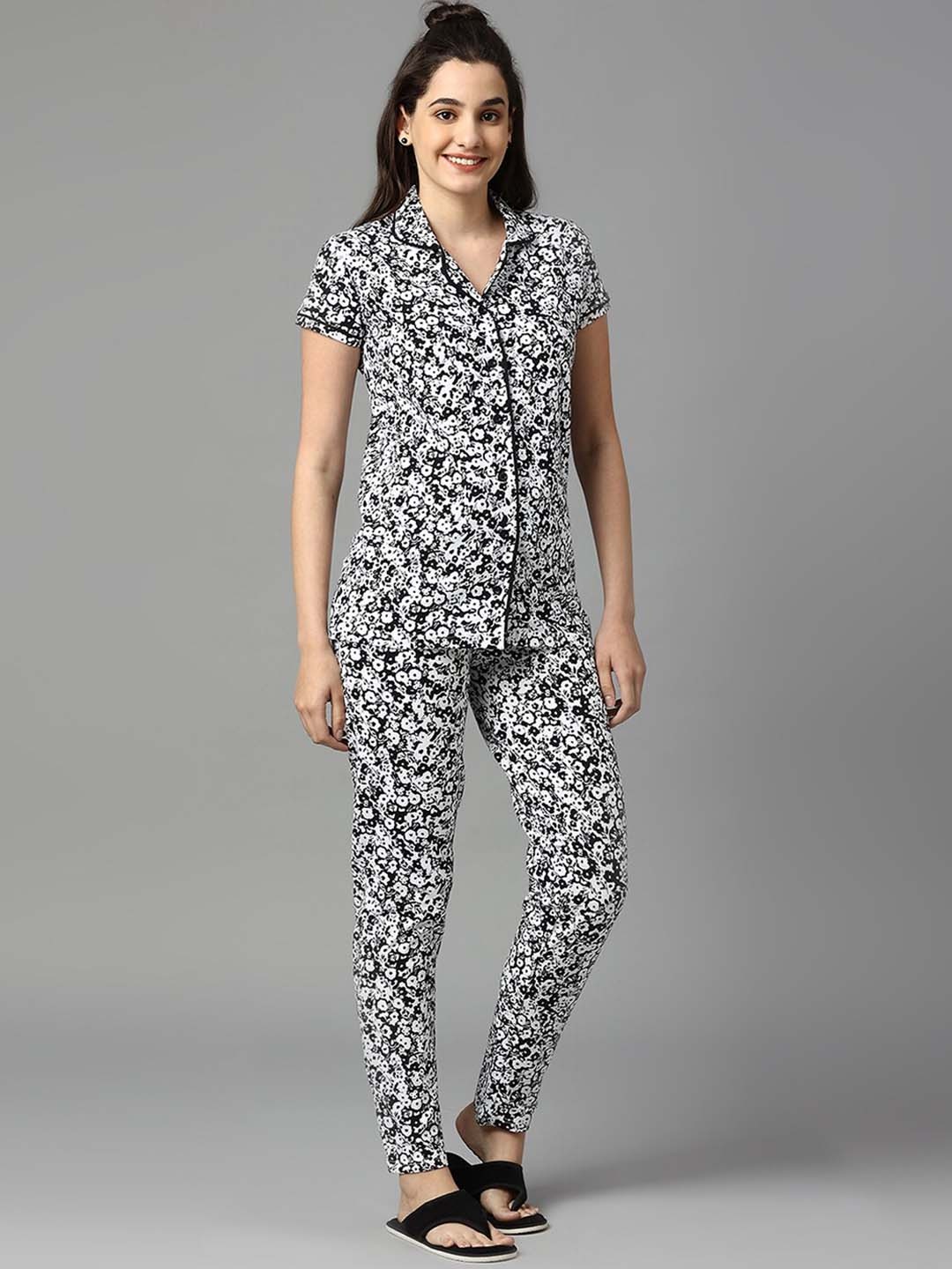 

Manaca Abstract Printed Pure Cotton Shirt With Trousers, White