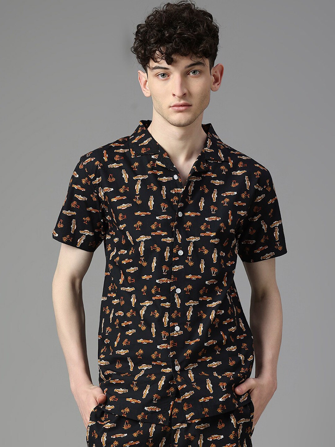 

Manaca Conversational Printed Pure Cotton Night Suit, Black