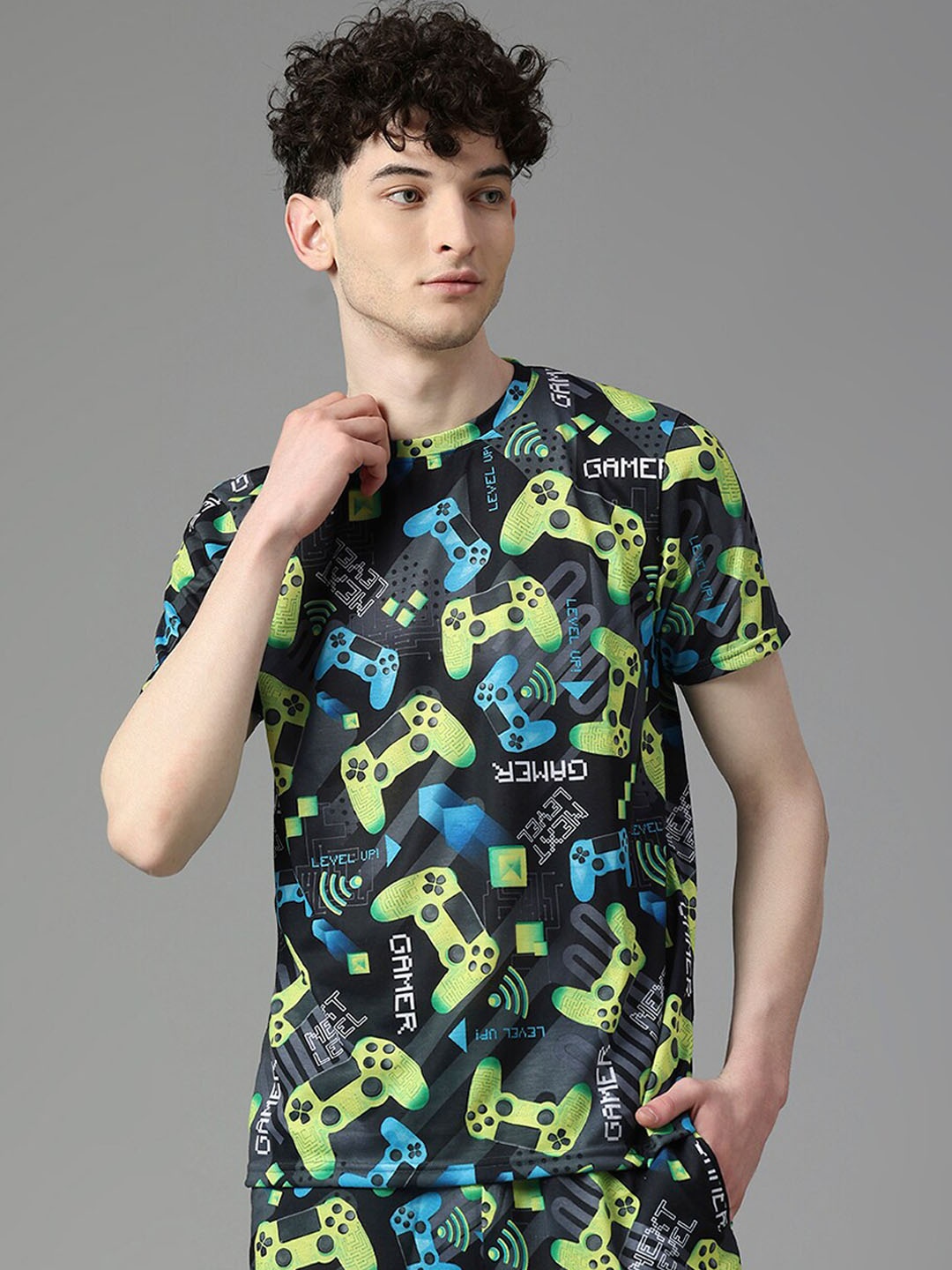 

Manaca Conversational Printed Pure Cotton Night suit, Black