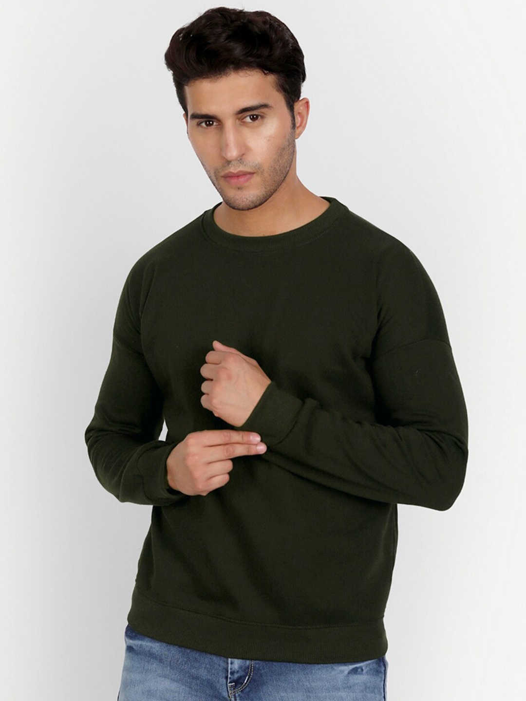 

COLOR CAPITAL Round Neck Pullover, Olive