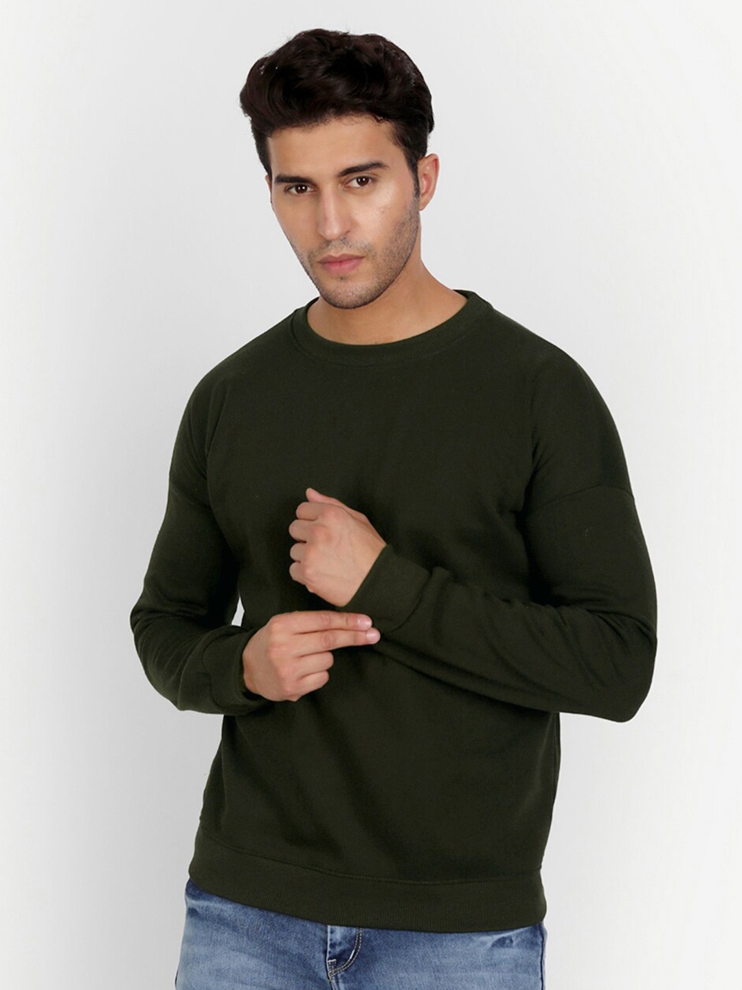 

COLOR CAPITAL Drop Shoulder Fleece Sweatshirt, Olive